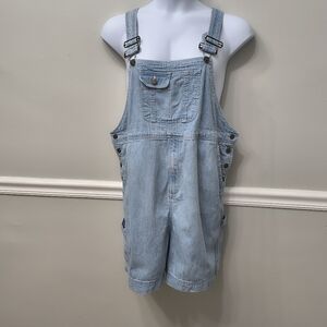 Jones Jeans Overalls Shorttalls Short Blue Denim Women's Size XL Cotton